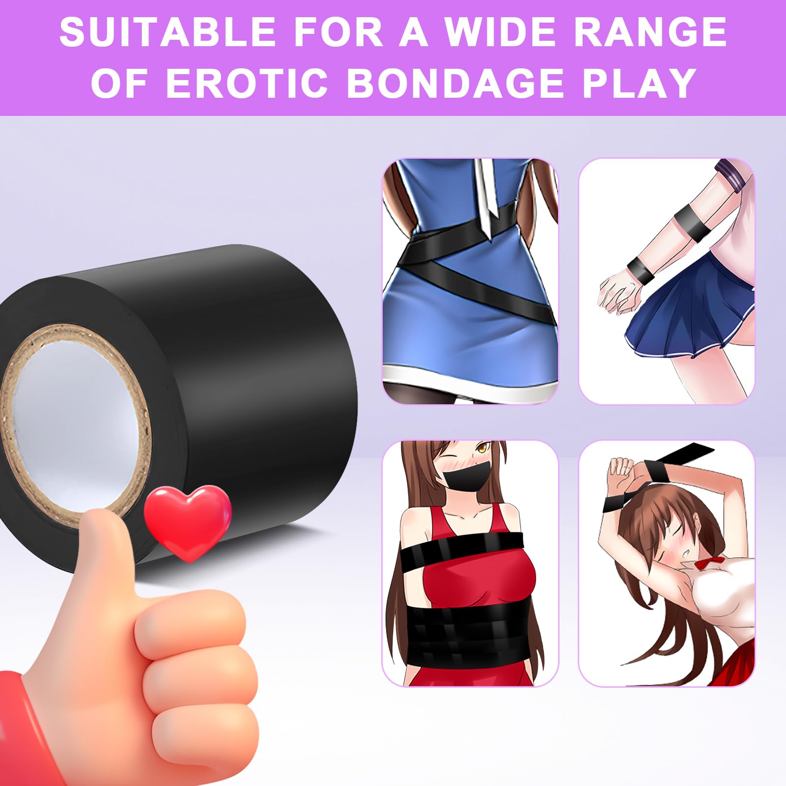 Qoosea Nastro di Vincolo BDSM Cinghia in PVC Statico Riutilizzabile per Coppie Lunghezza 52.49 Piedi Ideale per Giochi Sensuali e Avventure di Bondage(2 Pezzi)