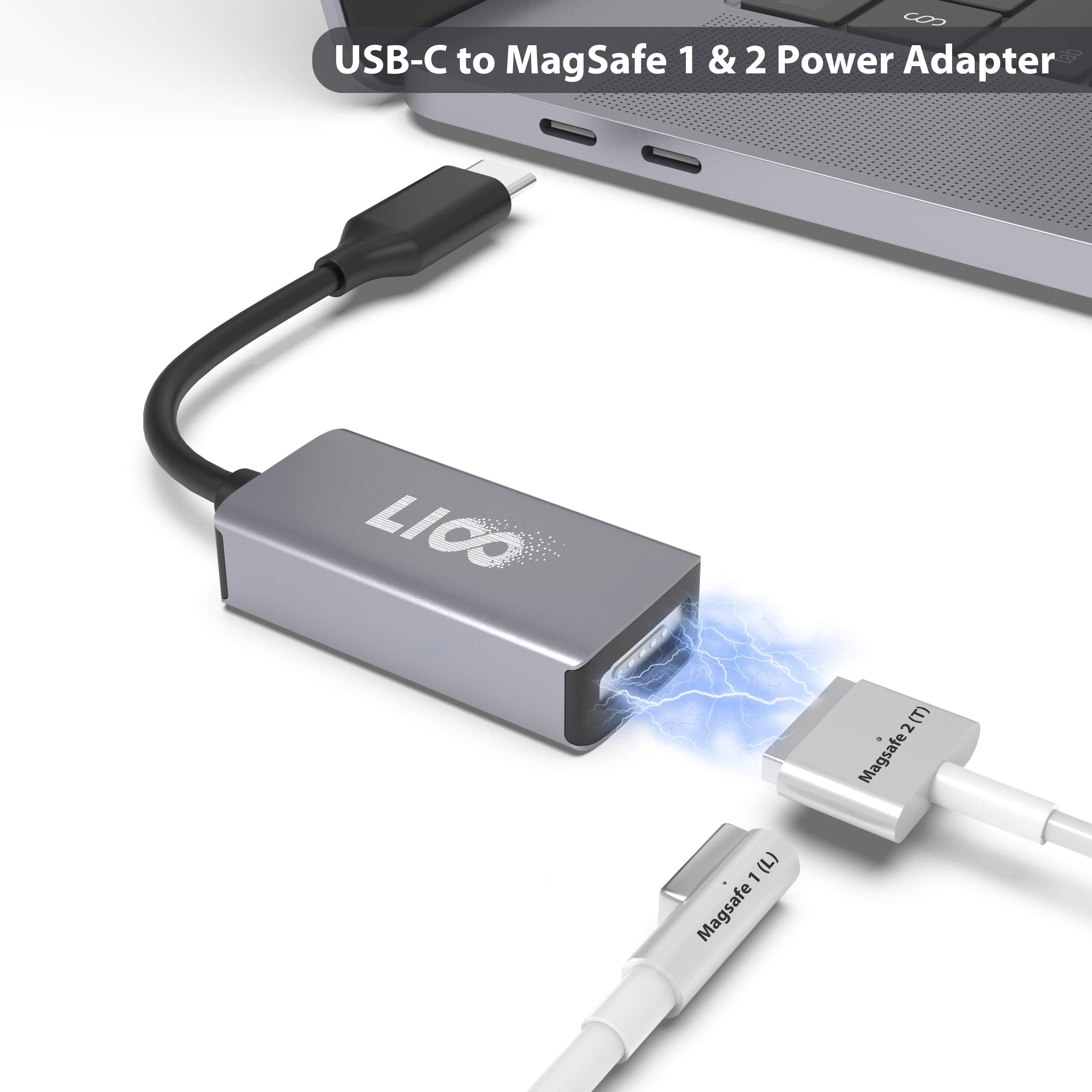USB C to MagSafe 1&2 Adapter, Liootech Supports USB-PD Power Charging Converter Compatible Type-C Laptops