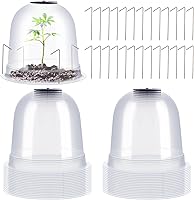 Zopeal 20-Pack Garden Cloche Domes 7.68" Dia x 6.7" H - Reusable Mini Greenhouses with 80 Pegs for Seed Starting & Frost Protection