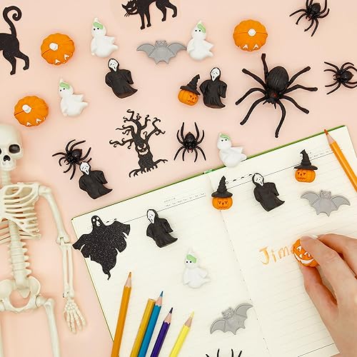 Miniatura 2 de Borradores de Halloween para niños, 110 piezas de borradores de calabaza 3D a granel para premios de clase de estudiantes, recompensa de juego, caja
