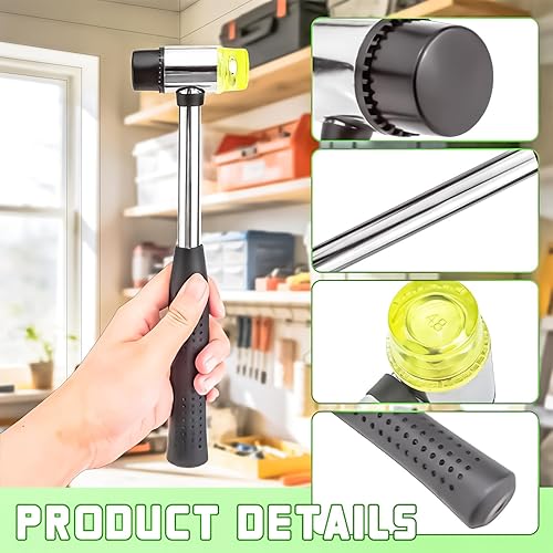 Miniatura 3 de MotBach Martillos pequeños de goma de 0.984 in, cabeza de plástico y goma de doble cara, martillo de goma de dos caras pequeño mazo de plástico