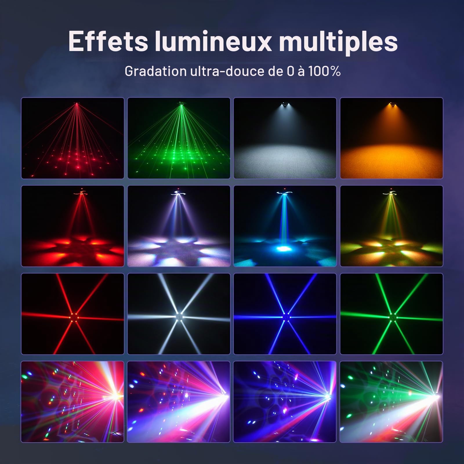 Lyre LED 150W RGBW Lampe de scène avec Télécommande et Boule Disco, 25CH Jeux de Lumière pour Bar, Club, Discothèque, Fête à la maison, Piste de danse