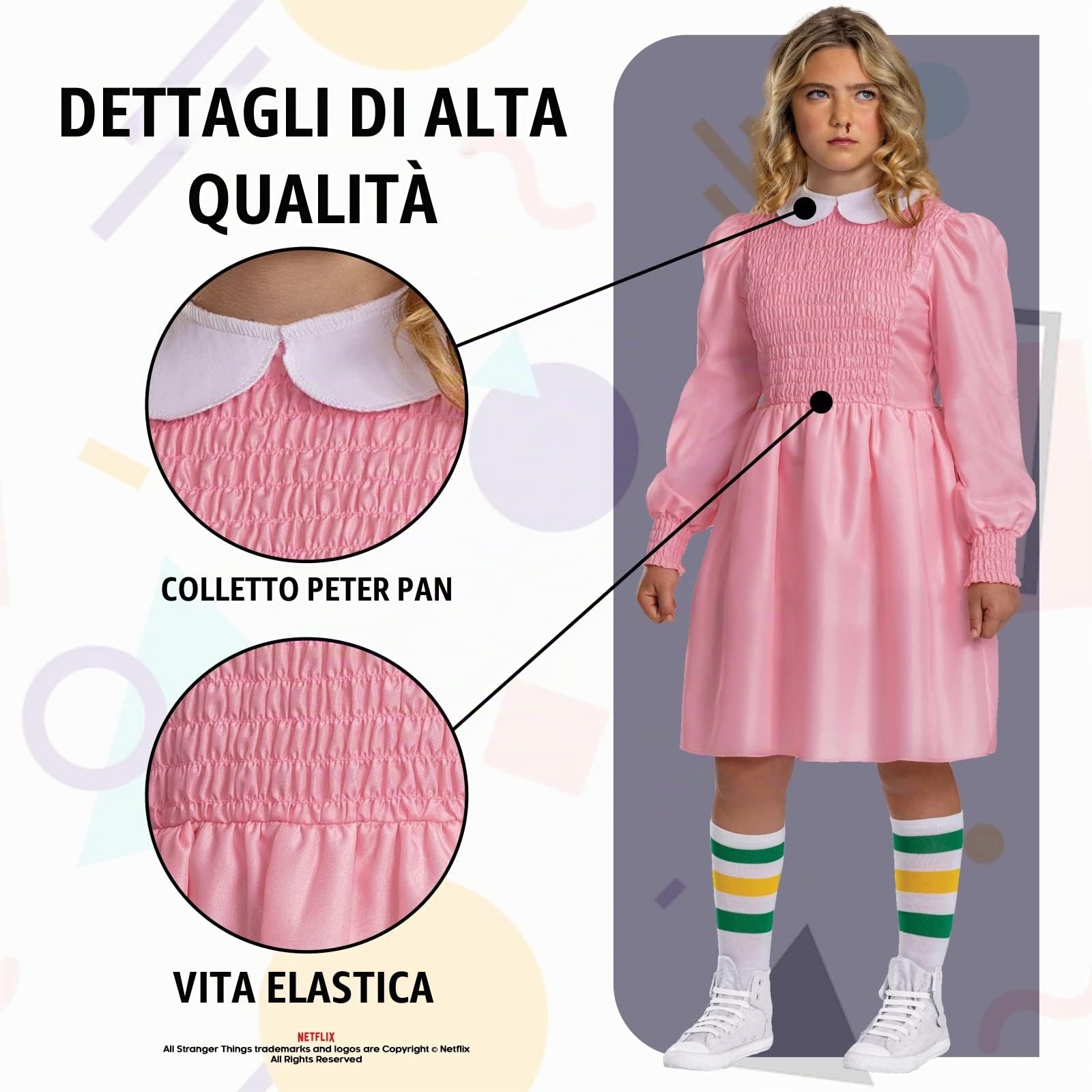 Disguise Costume Undici Bambina Classico, Vestito Ufficiale Netflix Stranger Things Bambine Taglia L