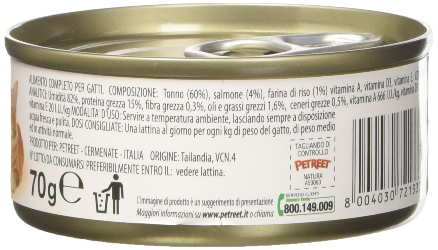 Petreet Natura Tonno Rosa Salmone - Confez. da 48 Pezzi x 70 gr