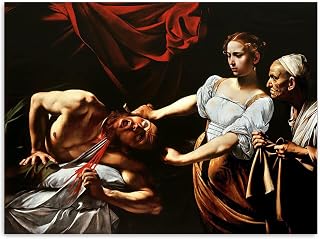 Classic Canvas Wall Art-Michelangelo Merisi Caravaggio Prints-Famous Oil Paintings Reproduction-Judith beheading Poster-Artwork Pictures on Canvas Wall Art for Home Decor 20x30cm(8x12in) Frameless