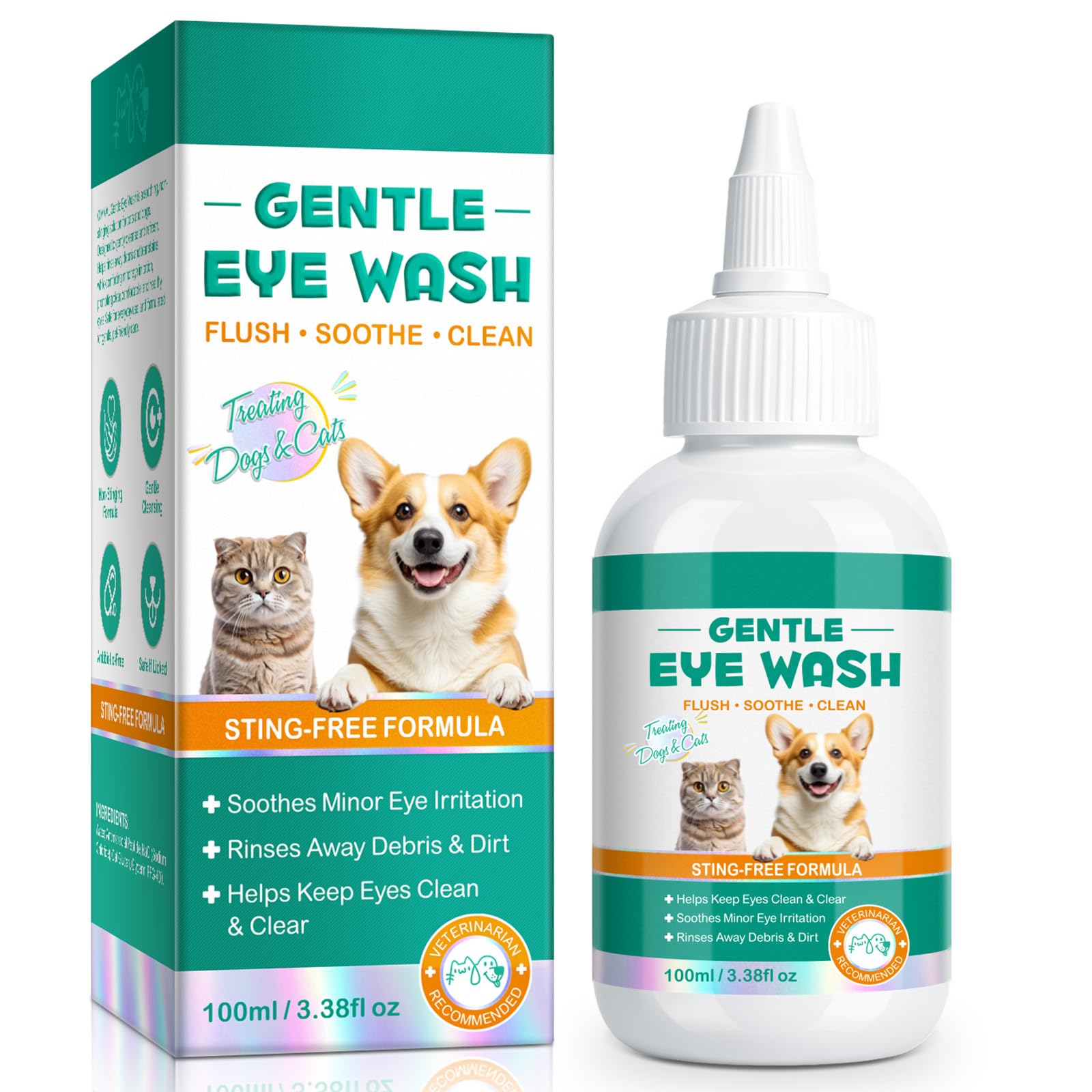 WooJianfong Pet Eye Drops for Dogs and Cats, Eye Drops for Dog Cat Antibacterial for Infection, Dry, Itchy, Irritated, Gunky & Tear Stain Eyes,Pet Tear Stain Cleaner 100ML