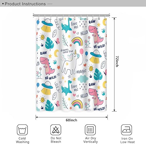 Miniatura 181 de Cortina de ducha de baño con temática de dinosaurio, cortina de ducha de hojas tropicales de dinosaurio verde con ganchos, cortina de ducha de tela