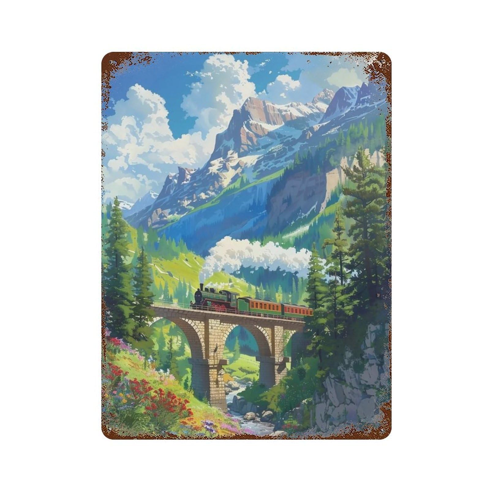 HDURYEYRYY Alpine Steam Journey 04 Wall Retro Iron Vintage Art Metal Tin Sign Poster Modern Home Cofffee Club Art Bar Shop Decor 40x30cm