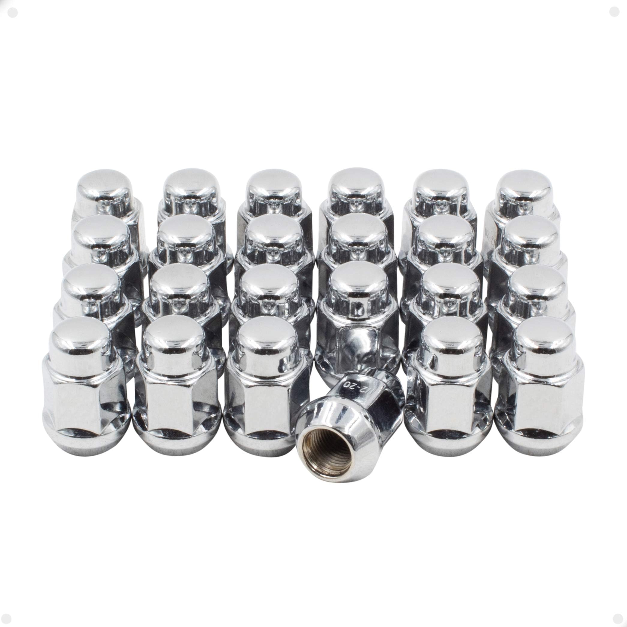 24 Pcs M12x1.5 Bulge Acorn Lug Nuts – Chrome, 1.42” Long, 19mm Hex | Fits Toyota Tacoma, 4Runner, Ford Bronco, Ranger - View #3
