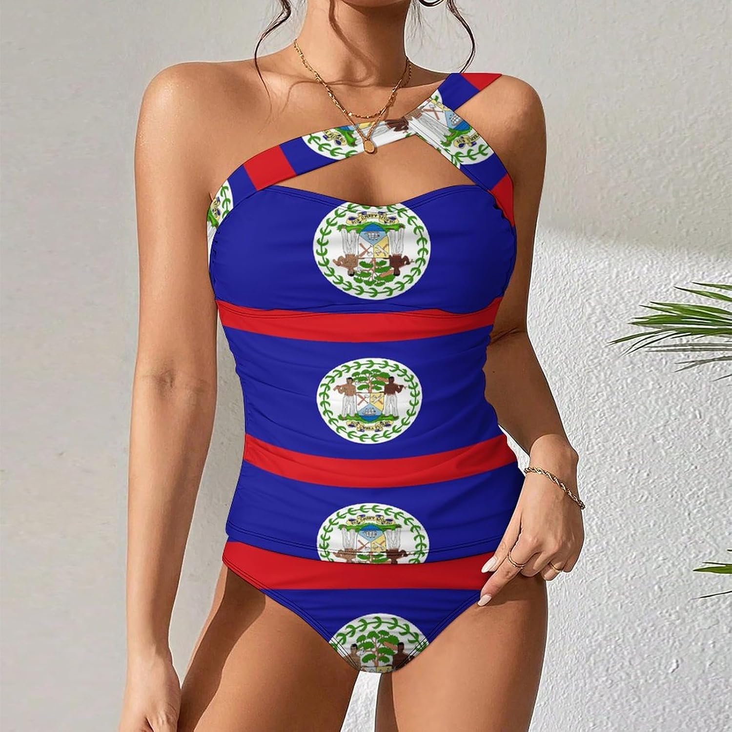 Aruba Flag Women's Sporty Two Piece Swimsuits Halter Push Up Bathing Suits Athletic Swimwear XX-Large (2X_l)
