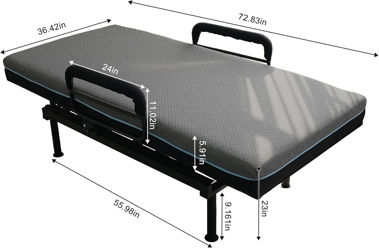 Leavader Electric Adjustable Hospital Bed for Seniors with Wired Remote Control, Lift Bed for Elderly with Mteal Frame&Quiet Motor Foldable Memory Foam Mattress for Standing/Lying Aid/Sitting, Twin