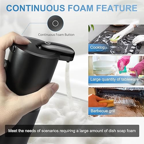 Miniatura 8 de Dispensador automático de jabón espumoso, dispensador de jabón eléctrico ajustable de 4 engranajes sin contacto para montaje en pared, recargable