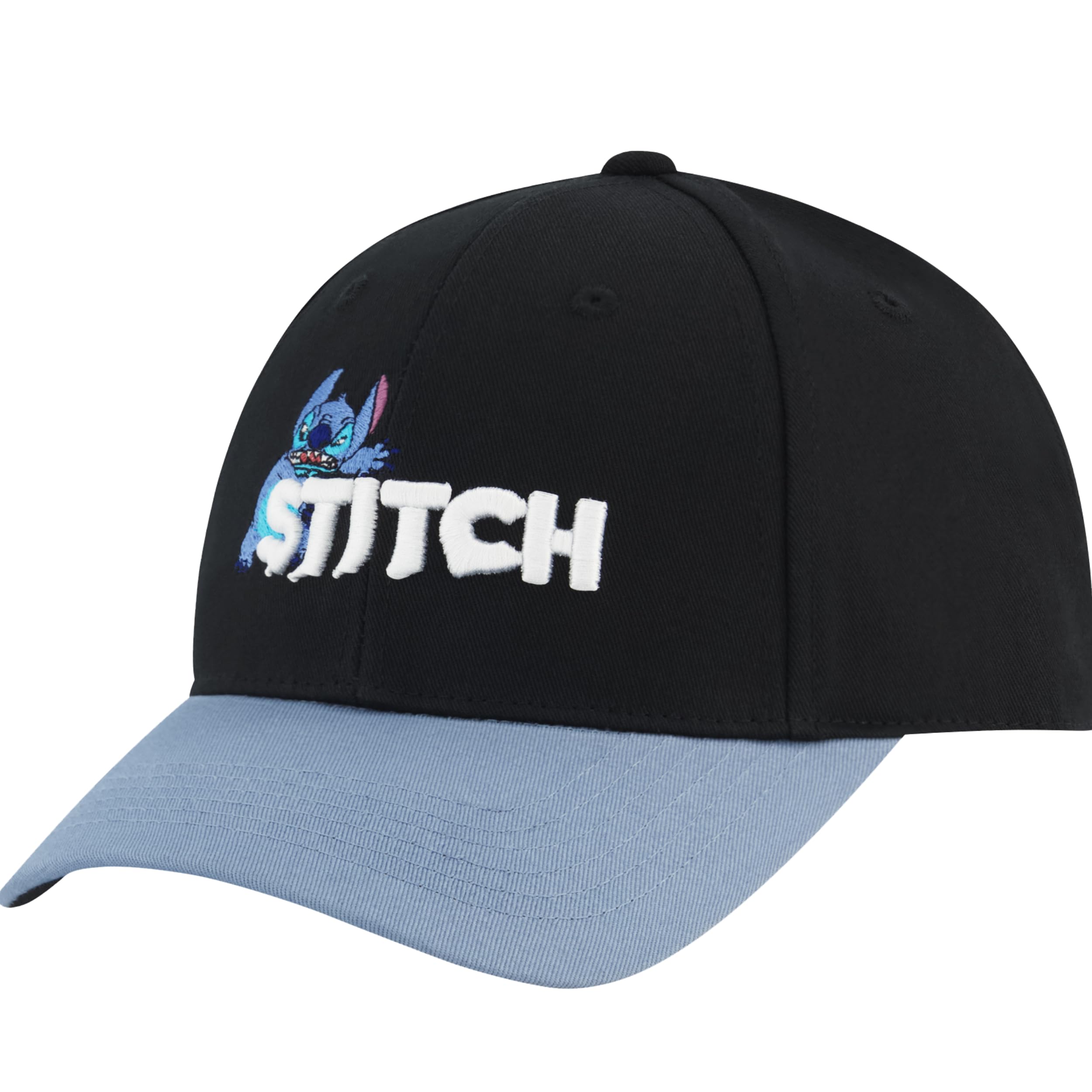 Disney Stitch Dad Hat, Adult Cotton Baseball Cap with Curved Brim, Black/Gray, One Size