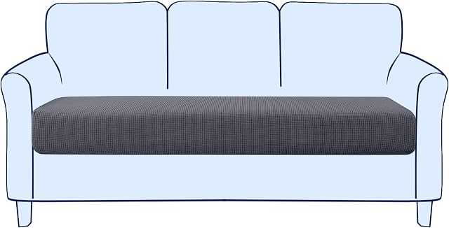 subrtex Sofa Seat Cushion Covers Stretch Polyester Fabric Seat Cushion Protector (3 Seaters, Grey)