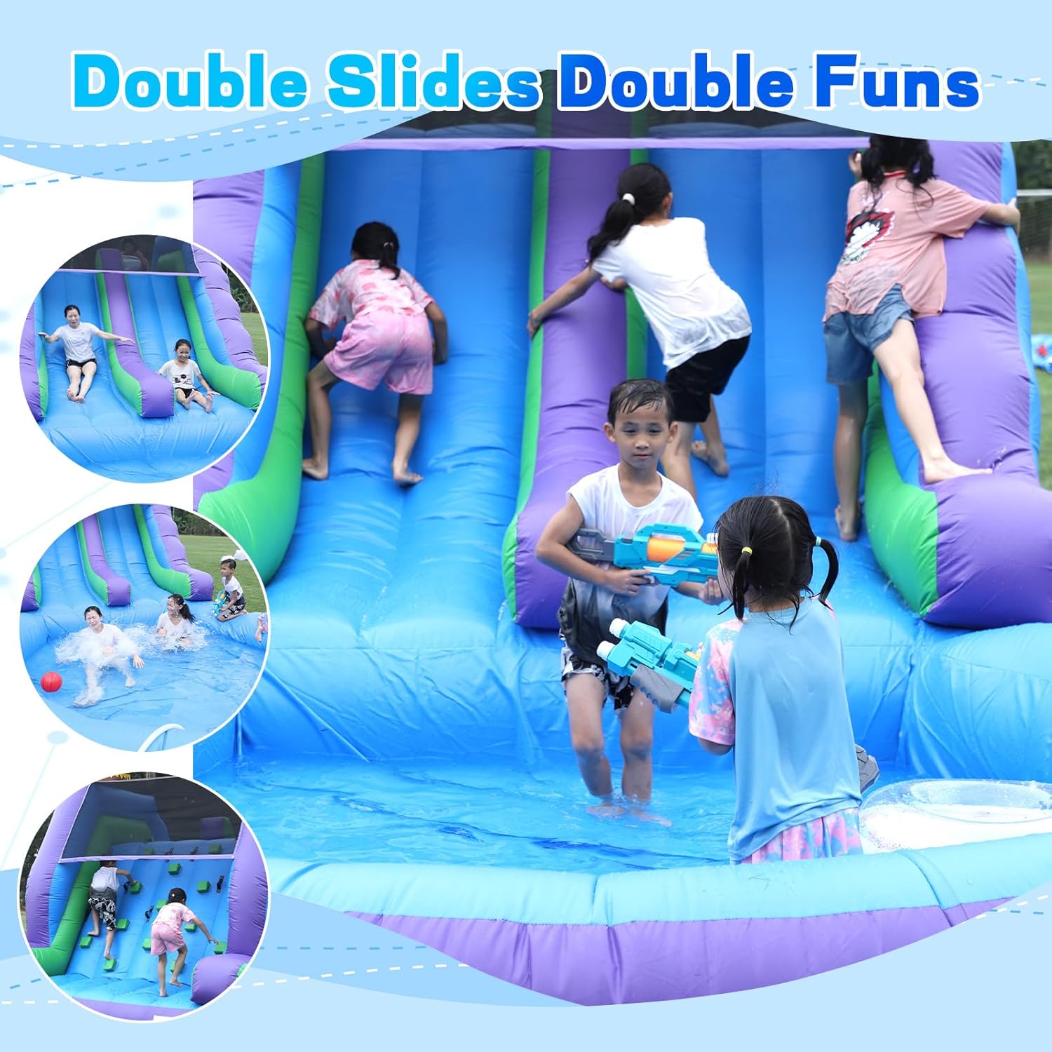 26FT Inflatable Water Slide for Kids Adults /100% PVC Commercial Bounce House Water Slide with Blower, Bigger Splash Pool, for Backyard, Park or Commercial Use,26x13x12ft