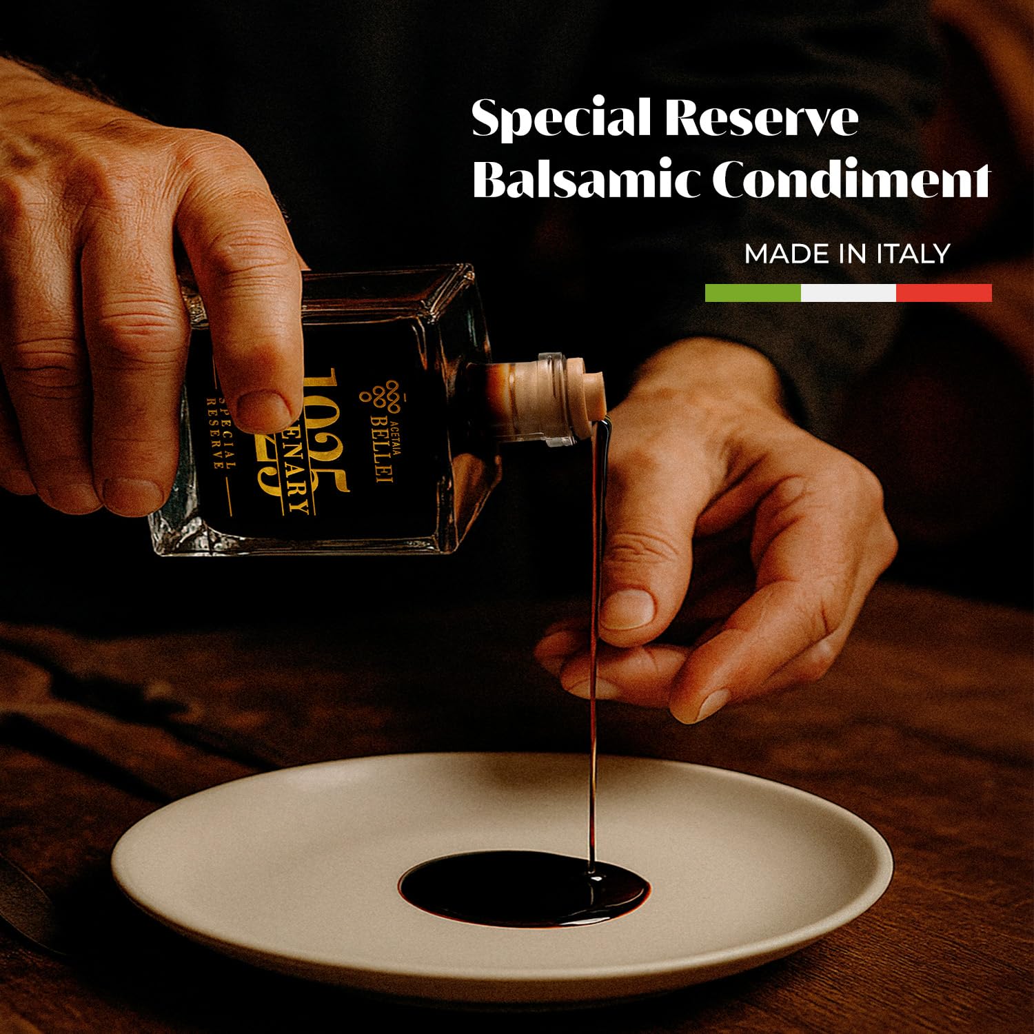 Acetaia Bellei Aged Balsamic Vinegar Condiment - Sweet and Sour, Thick Italian Dressing of Cooked Grape Must and Wine Vinegar Made in Italy, High Density, Special Reserve Limited Edition Gift Box - 100 ml