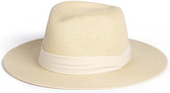 FURTALK Womens Mens Wide Brim Straw Panama Hat Fedora Summer Beach Sun Hat