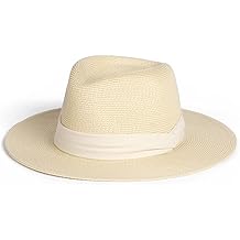 Womens Mens Wide Brim Straw Panama Hat Fedora Summer Beach Sun Hats UPF Straw Hat for Women
