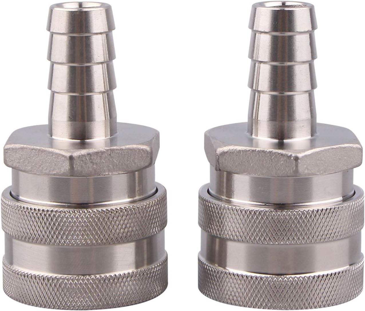 DERNORD 2 Pack Barb Female Stainless Steel Quick Disconnect - Home Brewing Connector (1/2”Barb)