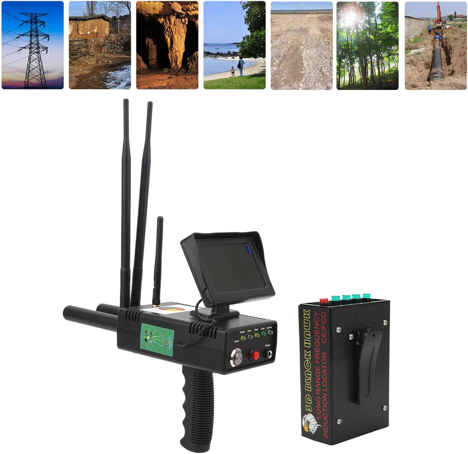 Metal Detector, Long Range Metal Detector with Screen, 100-240V Handheld High Precision Treasure Scanner, 50M Detection Depth Underground Metal Detector Locator for Gold/Silver/Copper(USA)