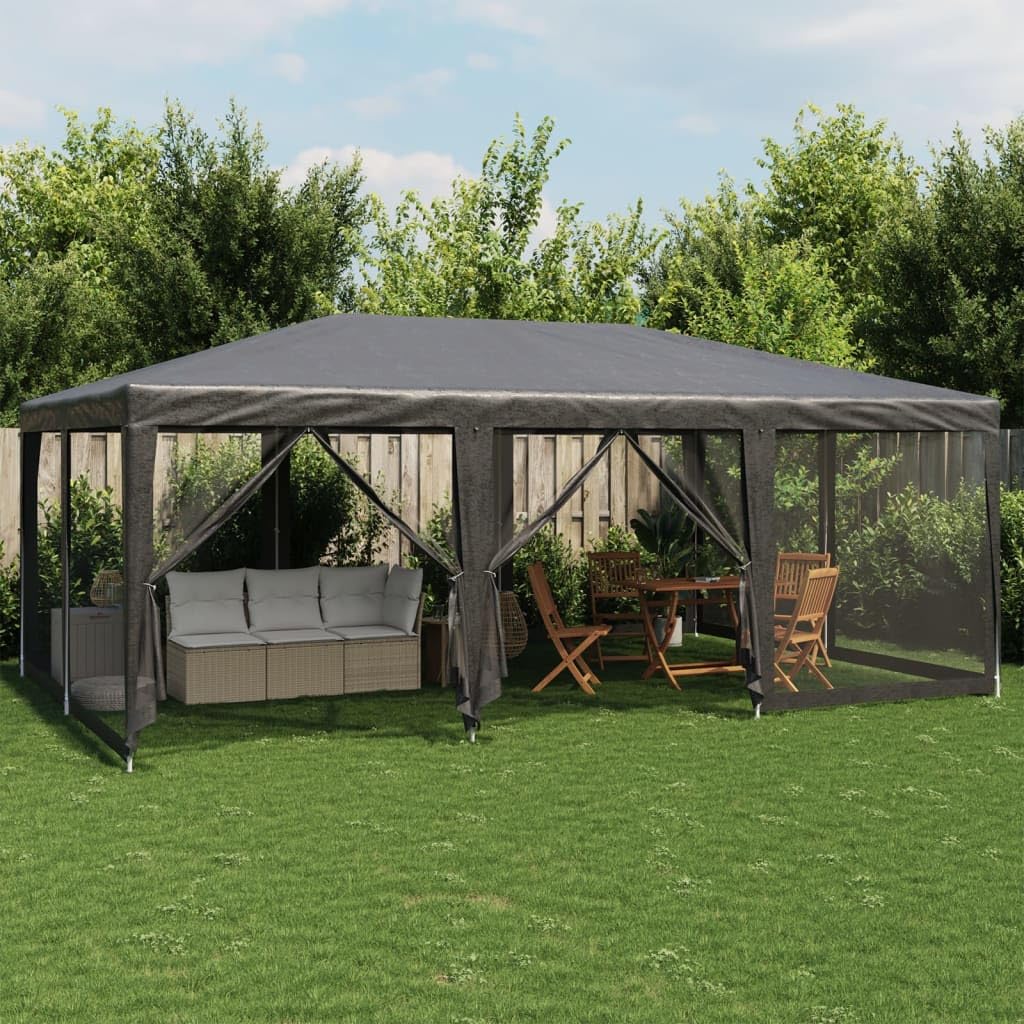 Carpa para Fiestas 10 Paredes de Malla HDPE Gris Antracita 6x4m