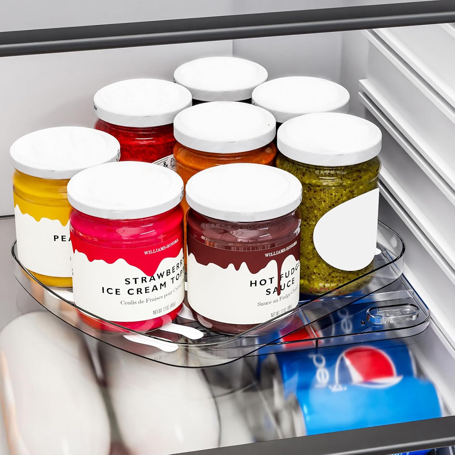 Yieach Clear Refrigerator Lazy Susan Turntable,11.9''x10.2'',Square Fridge Turntable Organizer,Large Rotating Fridge Tray for Kitchen,Countertop,Pantry,Cabinet,Jars and Condiment Organizer,Pack of 1 - Image 4