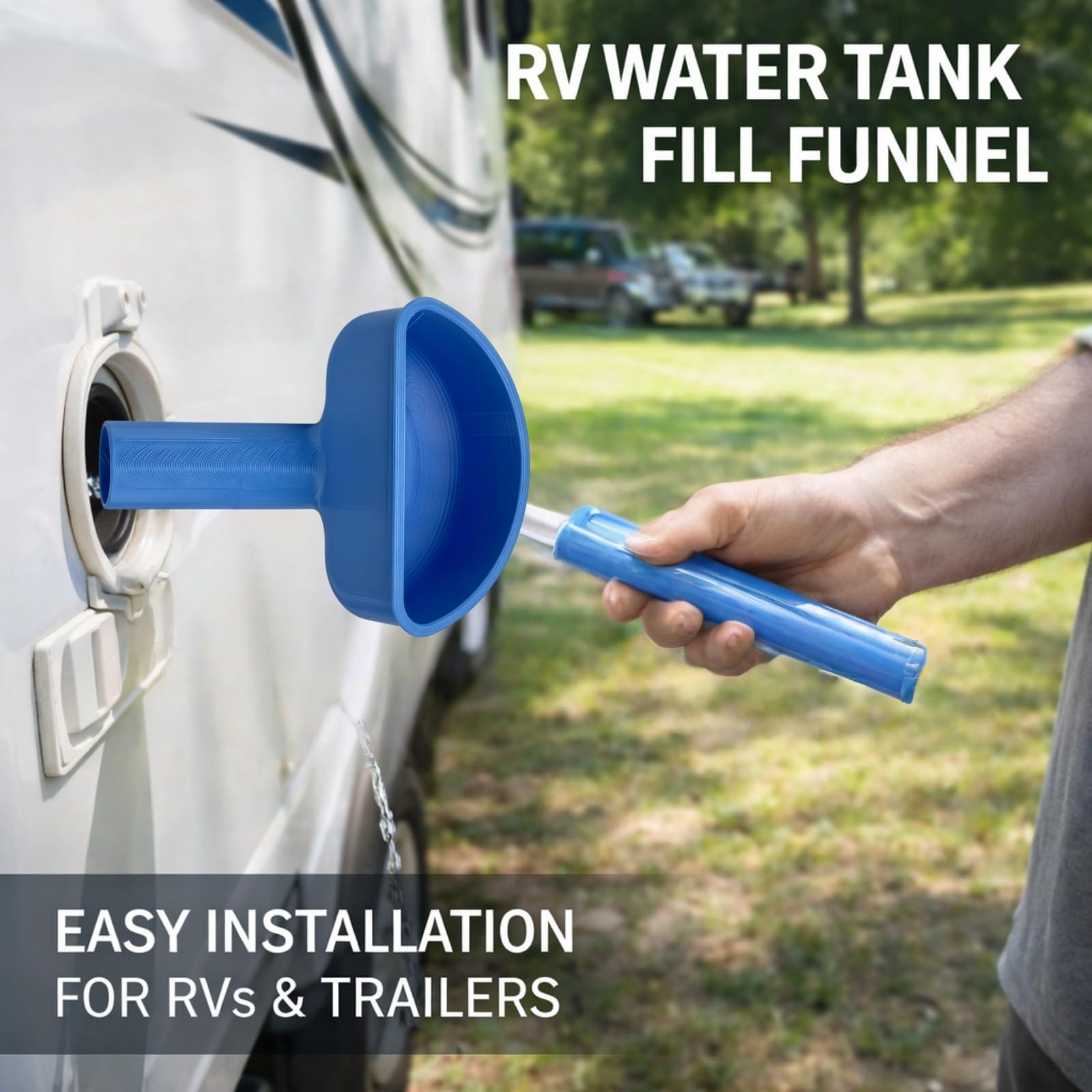 Funnel for Water Fill RV,Water Funnel,RV Wa/ter Tank Fu/nnel,R-V Wa/ter Filling Inlet Fu/nnel,3D Printed Anti-Spill Wide Mouth,for Van Trailer Motorhome Driving Camping Outdoor Travel Road Trip Picnic — view 3
