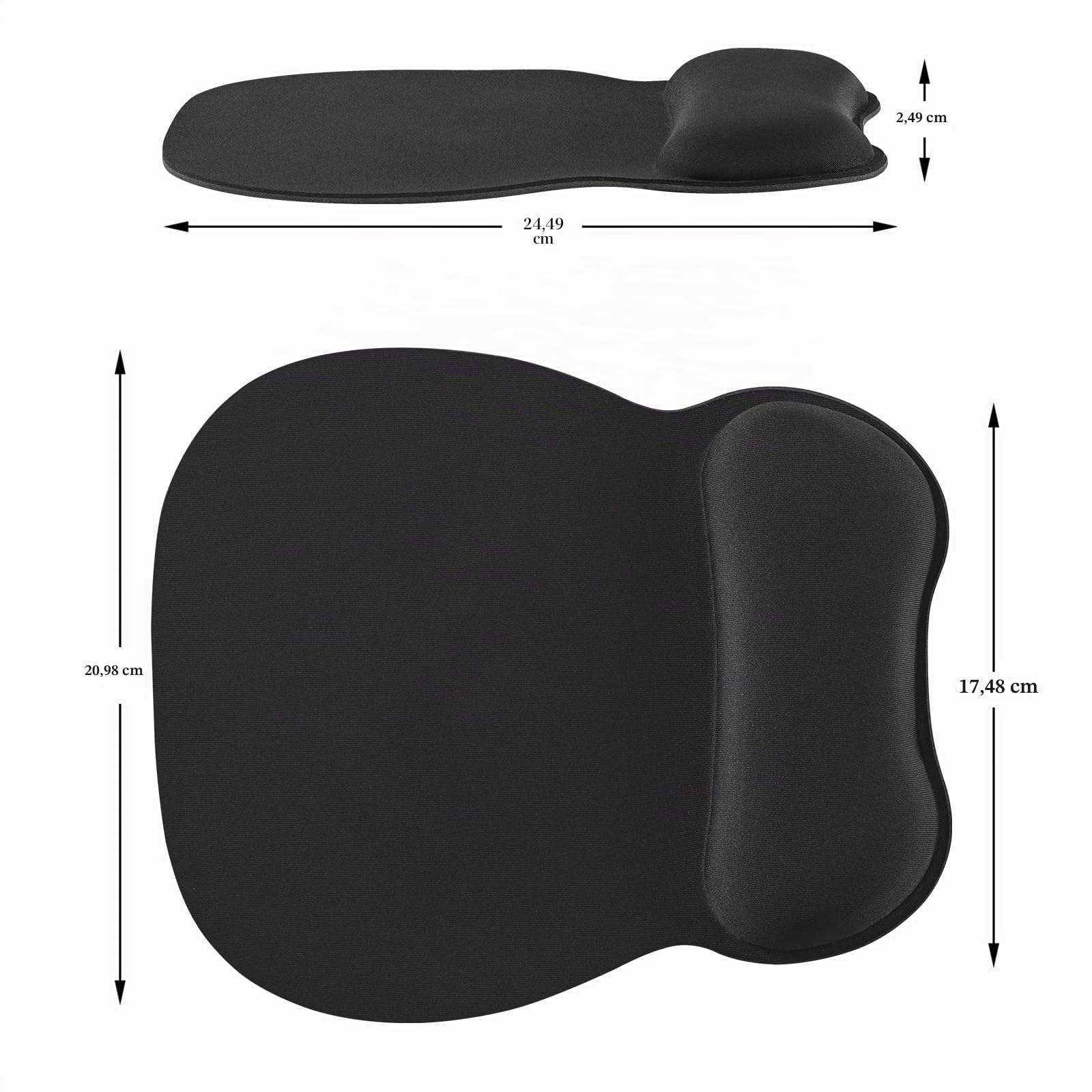 EooCoo Alfombrilla Ratón Ergonómico con Reposamuñecas, Gaming Mouse Pad con Tejido de Licra, Duradero Mousepad, Base no Deslizante, Alfombrilla de Ratón para PC, Portátil, Oficina y Hogar, Desk, Negro
