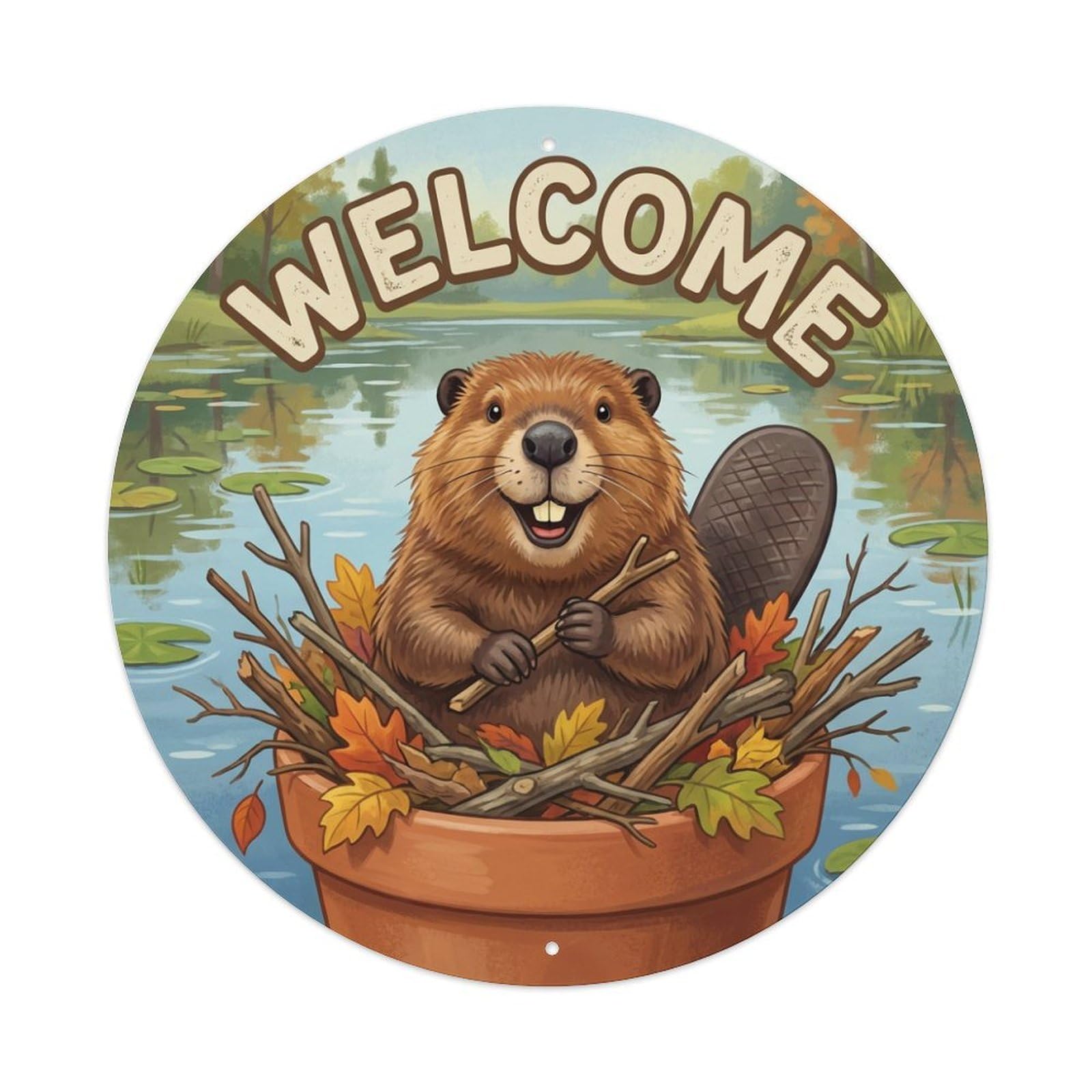 Metal Tin Sign Welcome Beaver Dam Lodge