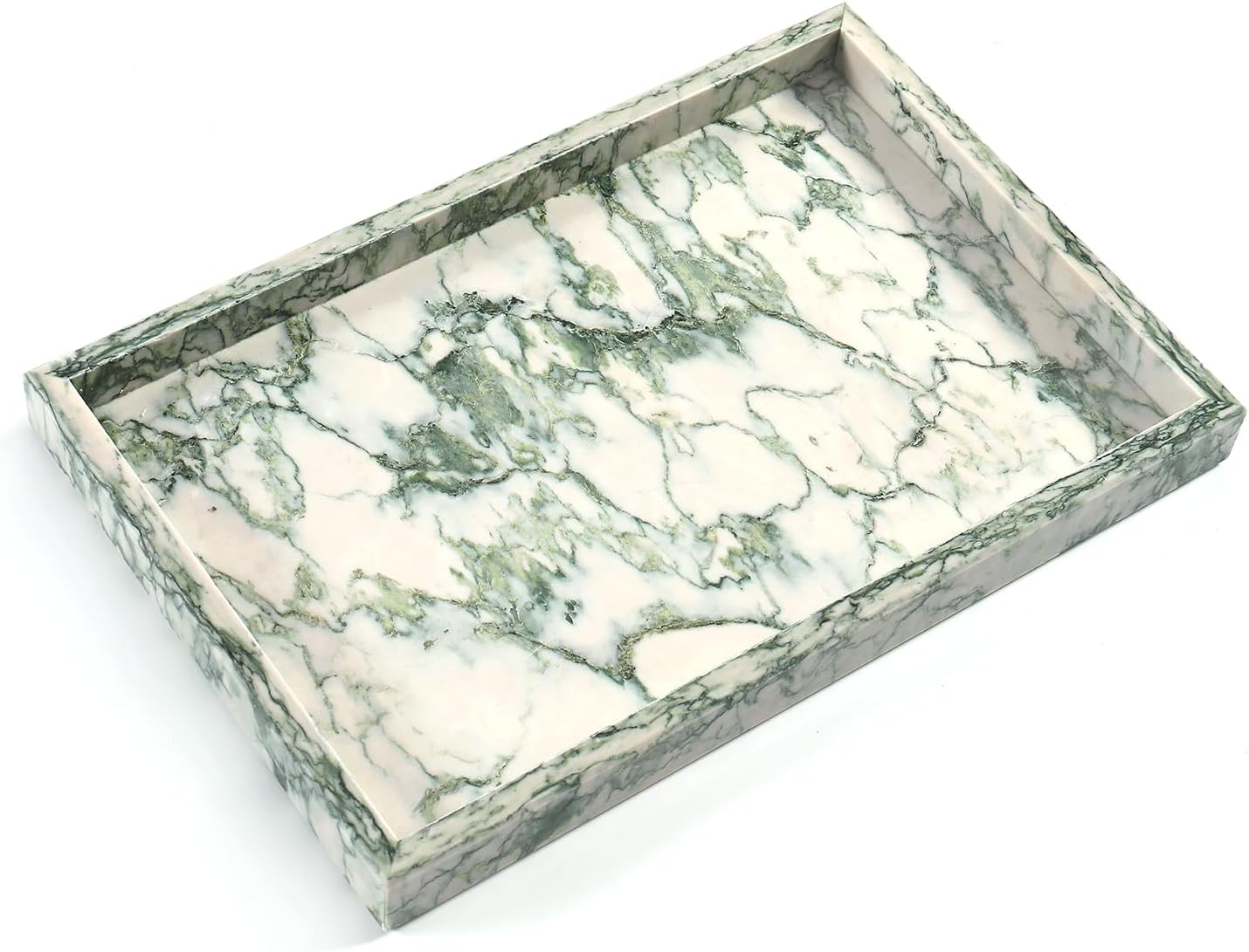 Yew & Tulip Natural Pink Marble Vanity Tray, Nature Rose Cream Marble Serving Tray for Bathroom, Kitchen, Vanity, Home Decor, Wedding etc. (12" x 8" x 1.2")