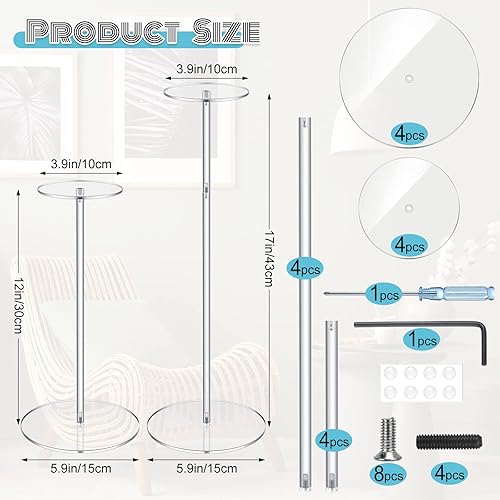 Miniatura 2 de Pinkunn 4 piezas de acrílico para sombrero, soporte de exhibición de peluca transparente, altura ajustable, soporte para sombrero de béisbol,