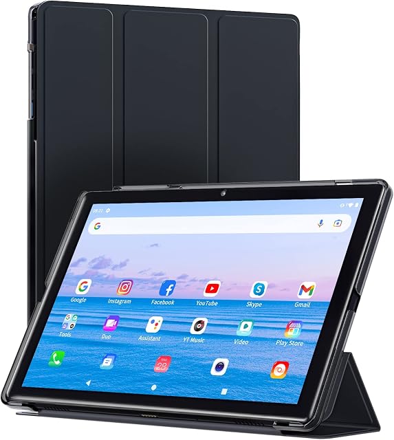 G-TiDE Tablet H1, 10 inch Android 11 Tablet with Leather Case, 2GB RAM 32GB ROM, Quad Core, 5+8MP Dual Camera, 6000mAh Battery, Screen protector, Wi-fi, BlueTooth, FM, GMS, Extra 2M Type-C Cable