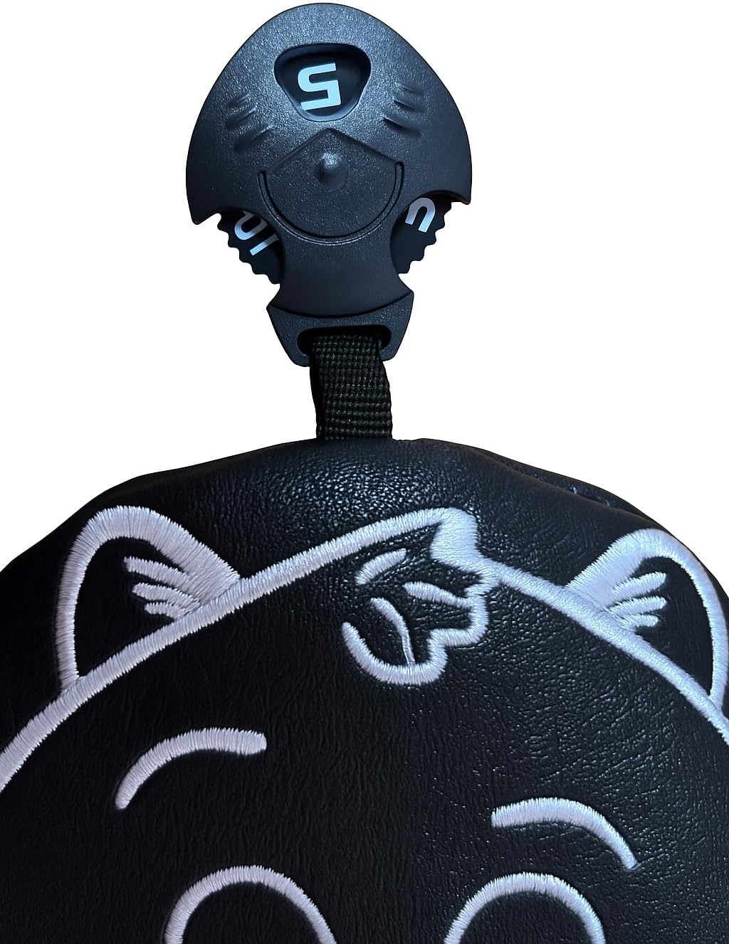 LuceTerraGolf Golf Golf Headcover | Cute Cat Design Made of PU Leather | For Drivers, Fairway Woods, Utilities | Waterproof, Durable, Comes with Number Tags | Great Gift (White/Black) (Black, Large