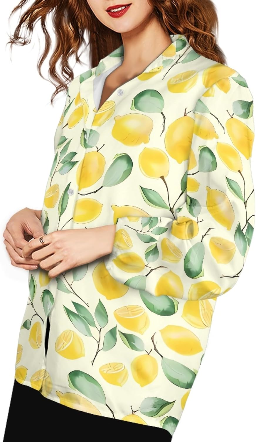 Coloranimal Women's Casual Long Sleeve Shirts Button Up V-Neck Blouse Tunic Tops Size S-5XL - Image 4