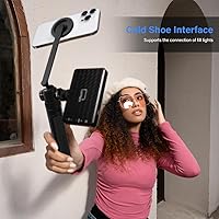 Vista 5 de PHOPIK Trípode magnético para teléfono selfie stick de 35 pulgadas, trípode extensible para teléfono con zapata fría y control remoto, compatible