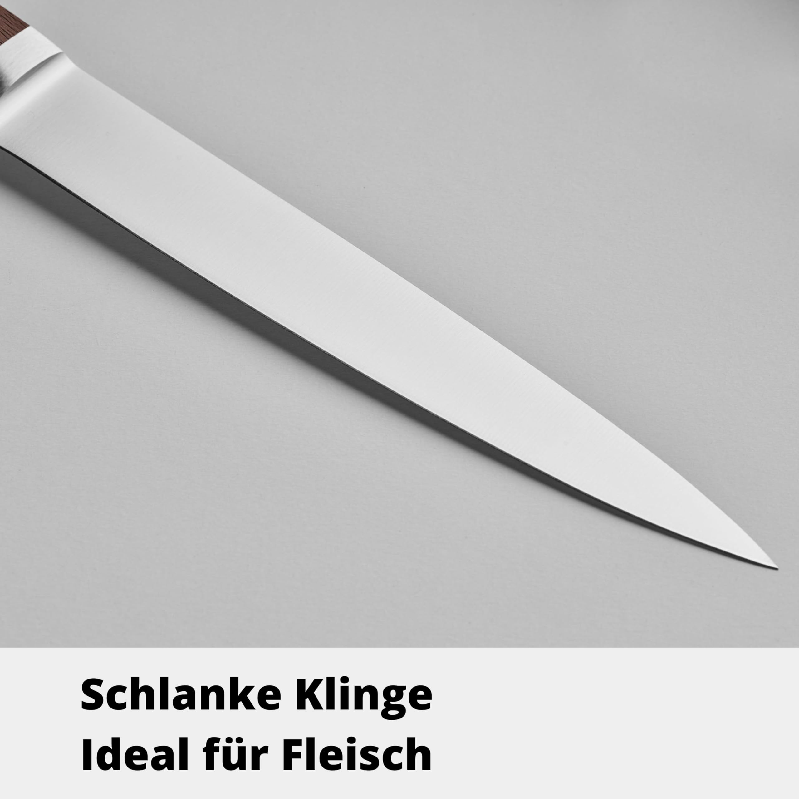 HEISO Fleischmesser mit 21cm Klingenlänge, Geschmiedetes Tranchiermesser mit Griff aus Walnussholz, Made in Solingen - Germany