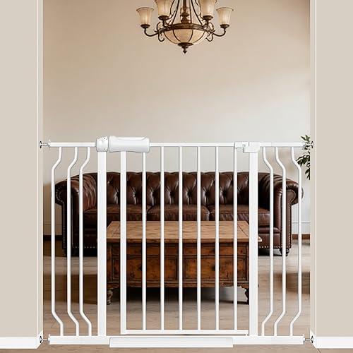 Miniatura 16 de WAOWAO Puerta de bebé de 52.76 a 62.2 pulgadas, extra ancha, montada a presión, para caminar a través del columpio, cierre automático, seguridad de