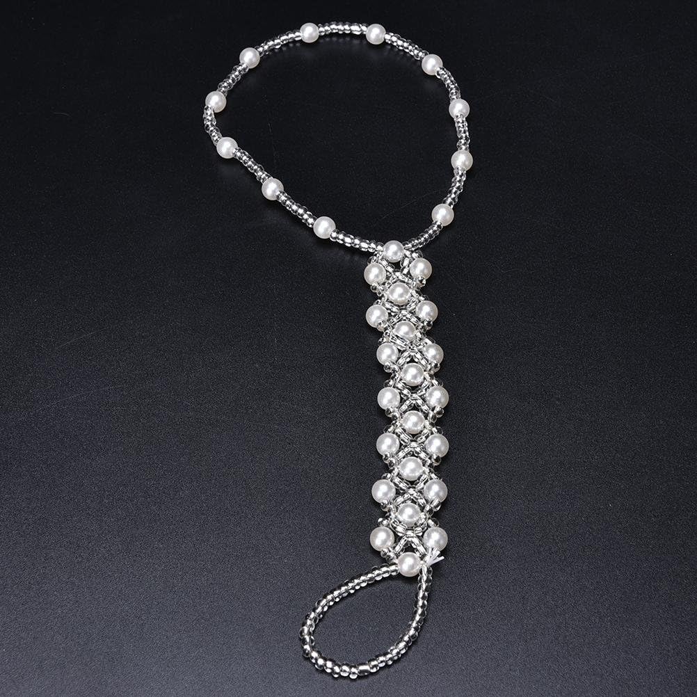 Fashion Jewelry ~ Pair White Faux Pearls Barefoot Sandals Anklet for Wedding Beach Pool (TS130)