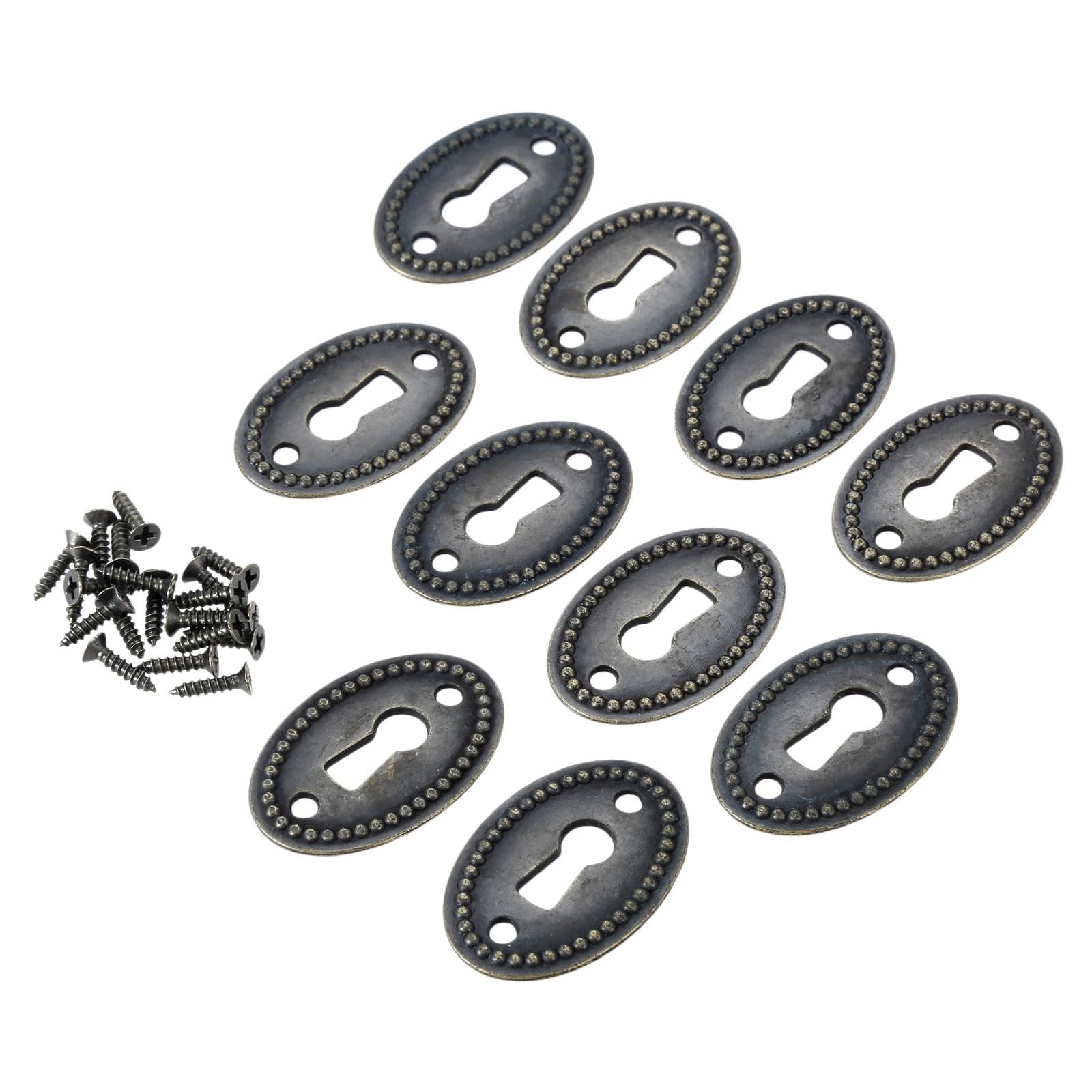 Usohjz 20Pcs 10Pcs/ Oval Shape Keyhole Cover Antique Bronze Color Chinese Style Cabinet Lock Furniture Hardware(20Pcs)