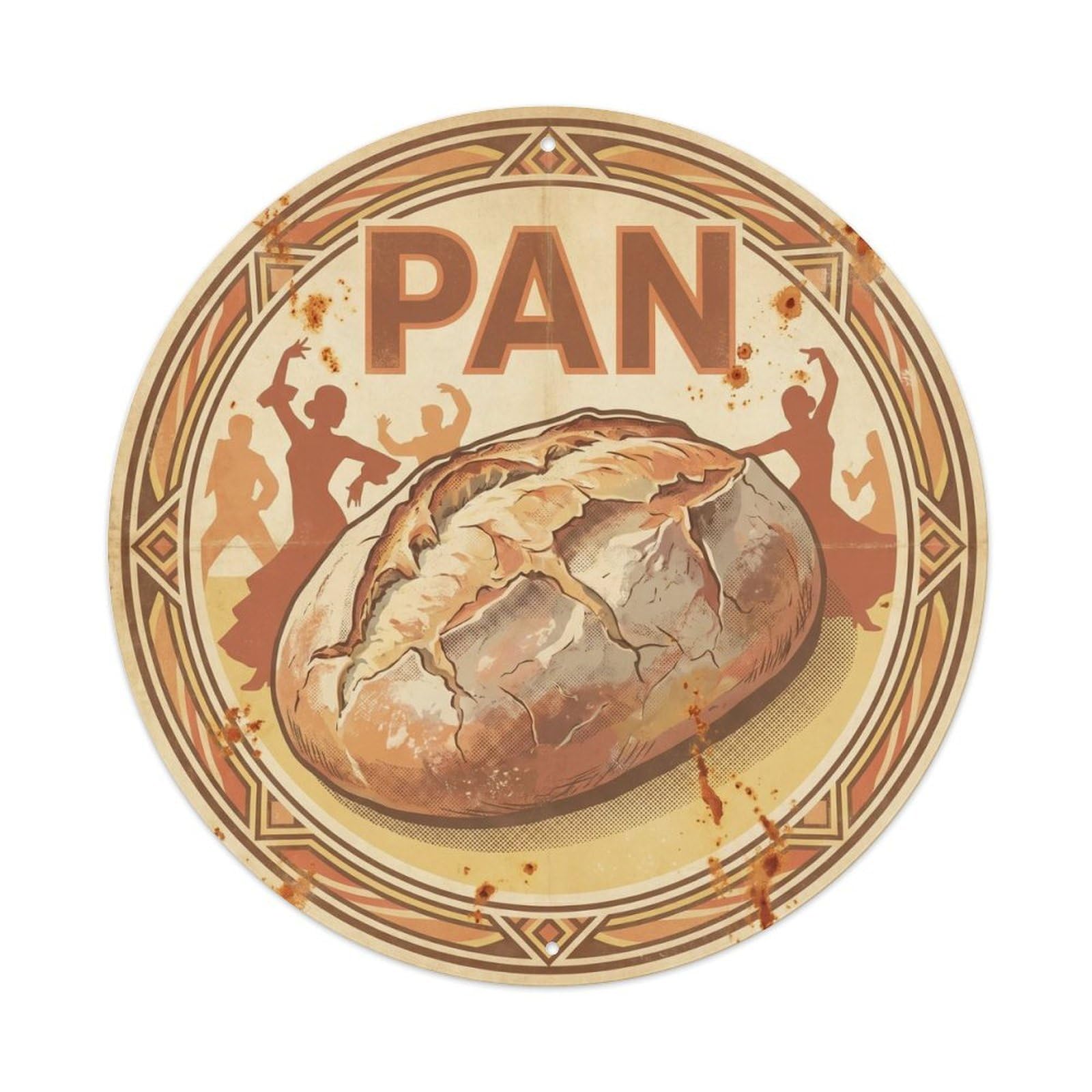 Village Bakery Bread Loaf Spanish Culture Market Travel Metal Tin Sign