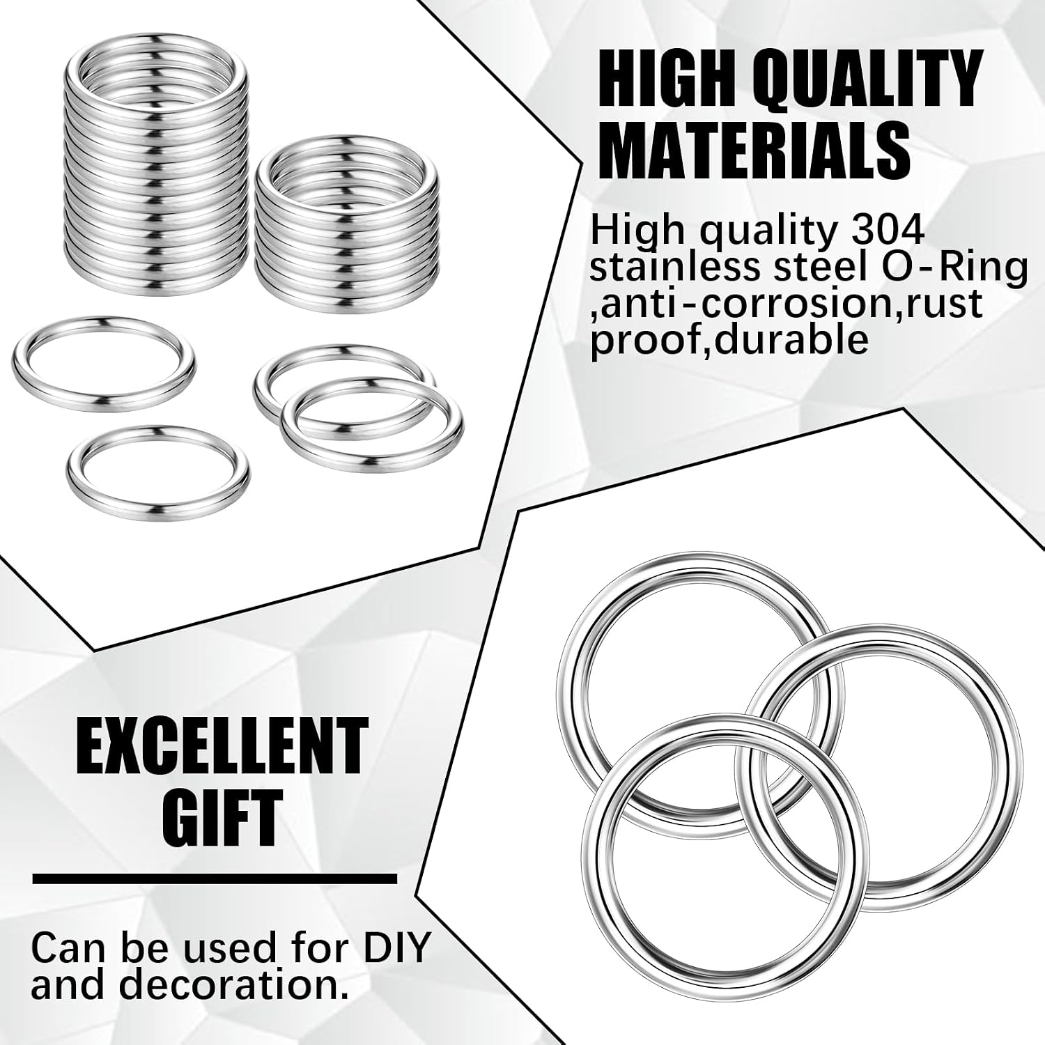 Mixweer 100 Pack Welded O Rings 304 Stainless Steel Jump Ring Smoothing Multi Purpose for DIY Crafting Camping Dog Leashes Macrame Luggage(3.1 x 20 mm)