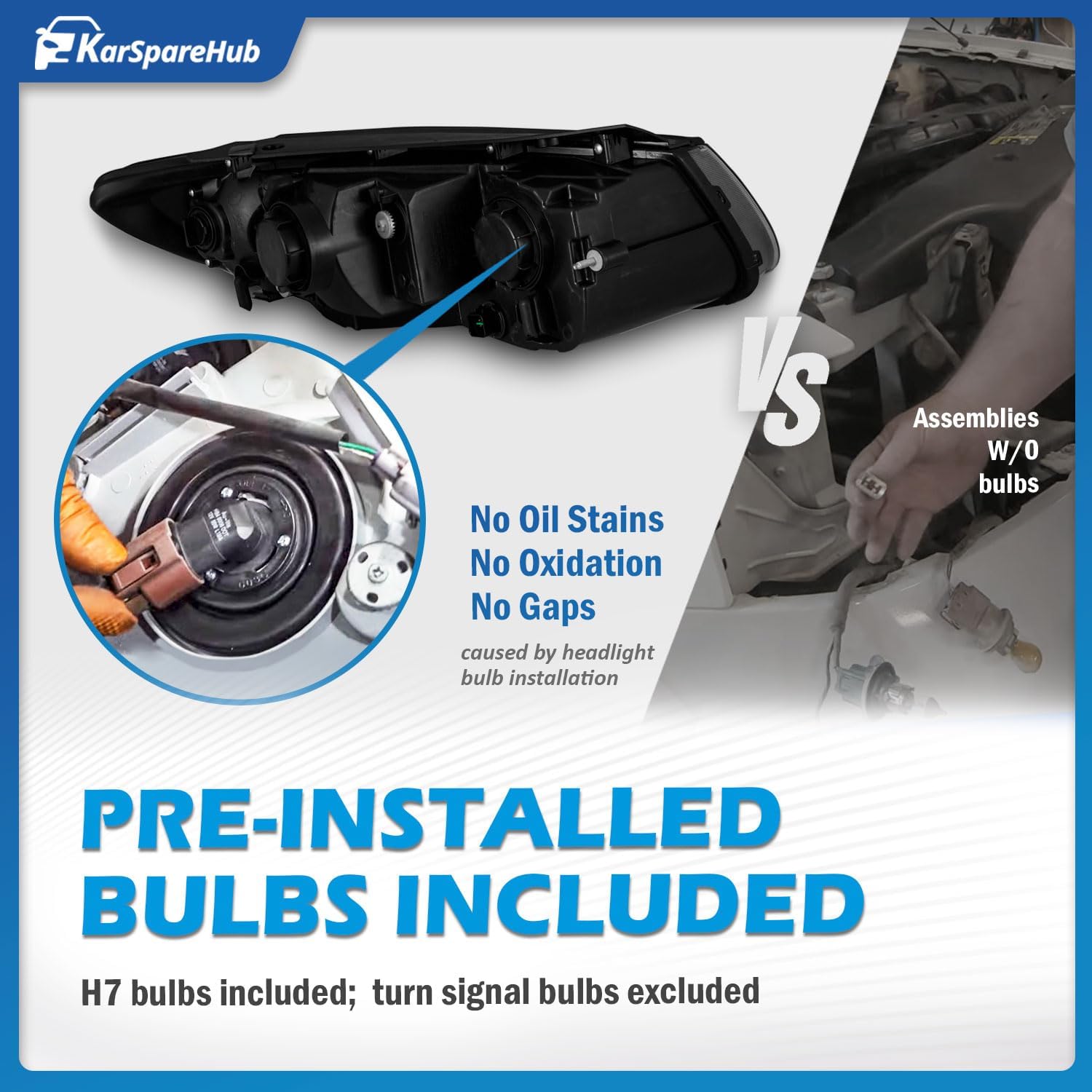 Headlights for 2007-2012 Hyundai Santa Fe (Bulbs included)
