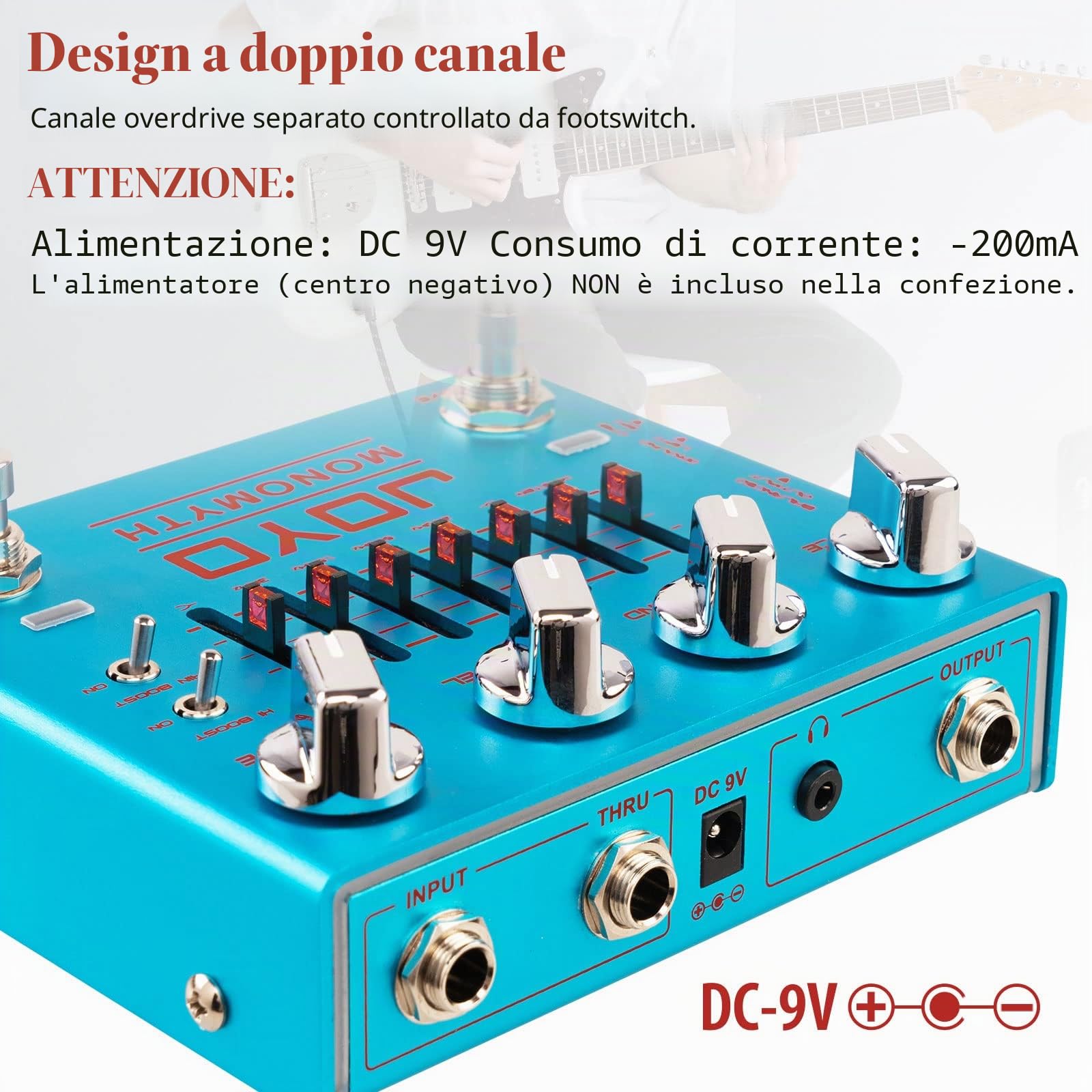 JOYO Pedale per basso chitarra elettrica Overdrive, simulatore di amplificatore, effetto con EQ e riduzione del rumore per bassista (MONOMYTH R-26)