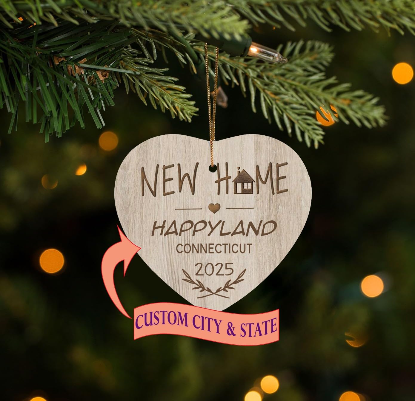 New Home Ornament Happyland CT Ornaments Gifts Idea Housewarming Keepsake Christmas Ornament Tree 2025