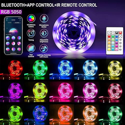 Miniatura 3 de CHARKEE - Tira de luces LED de 25 pies con alimentación USB, tira de luces LED RGB que cambian de color para dormitorioretroiluminación de