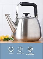 Vista 5 de Sur La Table Kitchen Essentials Tetera Silbadora de Acero Inoxidable Cepillado de Calibre Pesado de 2 Qt - Tetera Duradera para Estufa