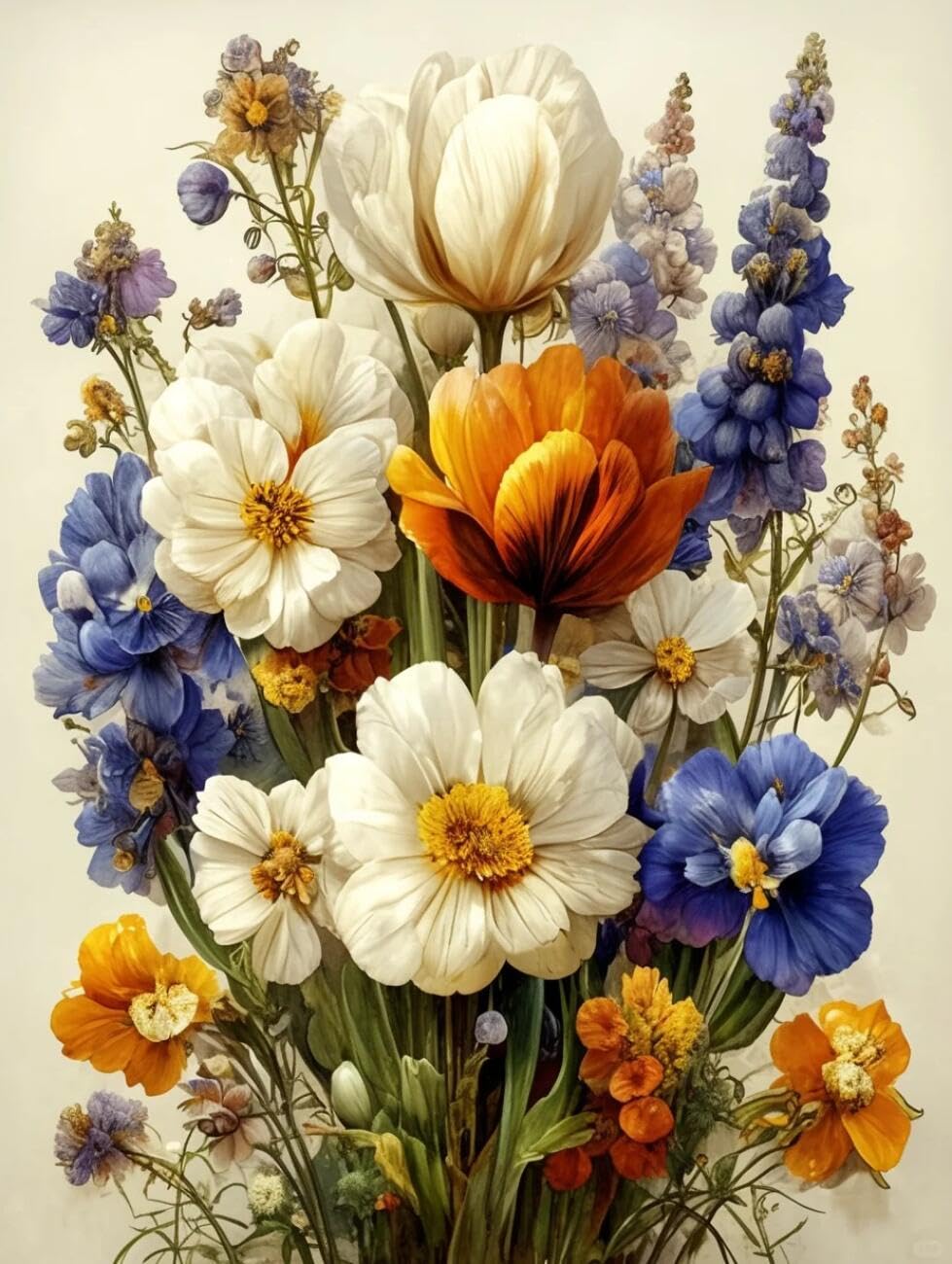 RKFLGEW 14CT Stamped Cross Stitch Kit Fantasy Flowers DIY Cross Stitch Patterns Kits Crafts Needlework Embroidery Set for Home Decor 40x50cm