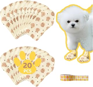 HUGEEZ Disposable Dog Booties 20PCS + Bandage Roll - Waterproof Breathable Paw Protectors for Small Dogs, Puppies, Cats - Wound Care Recovery Shoes