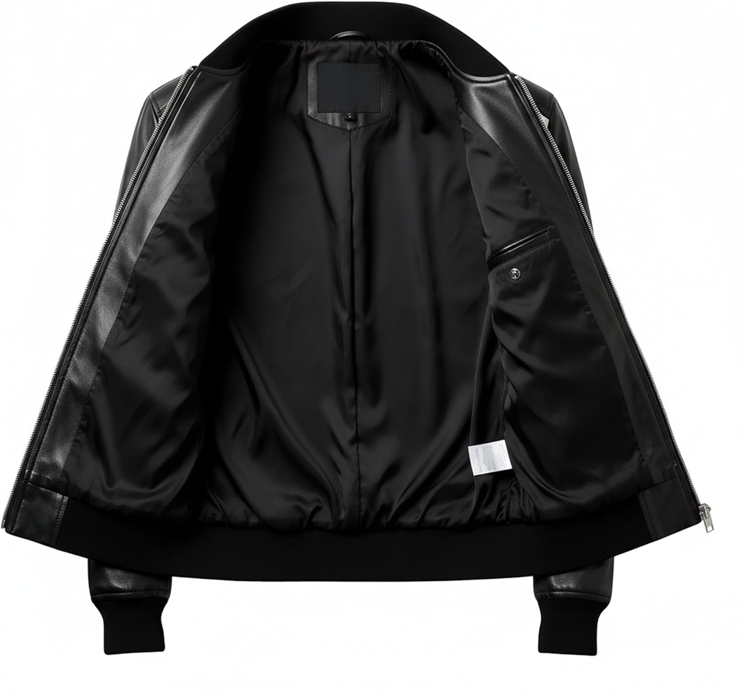 Mens Varsity College Varsity Jackets Black White Bomber Zipper Genuine Leather Jackets