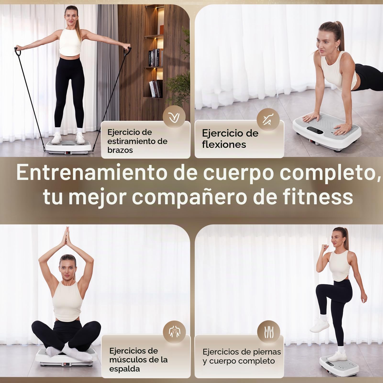 YAMO YV20 Plataforma Vibratoria Fitness | 99 Niveles de Velocidad, 5 Programas, Mando a Distancia y Bandas de Resistencia | Pantalla LED Táctil, Capacidad Carga de 150KG